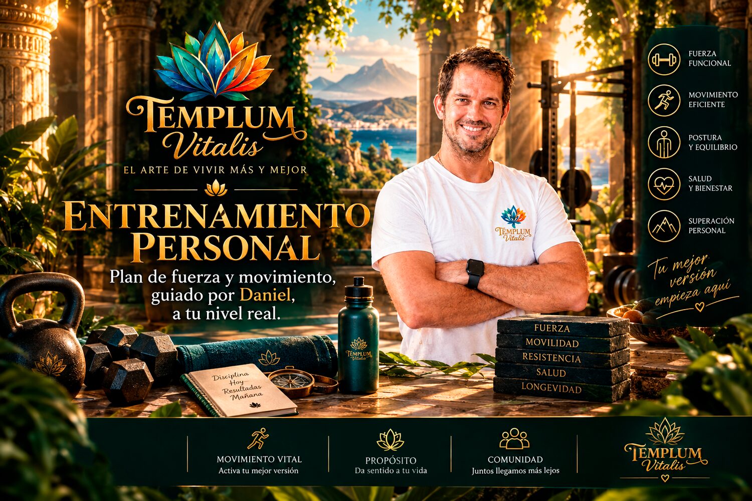 Templum Vitalis — Entrenamiento Personal — Plan de fuerza y movimiento guiado por Daniel